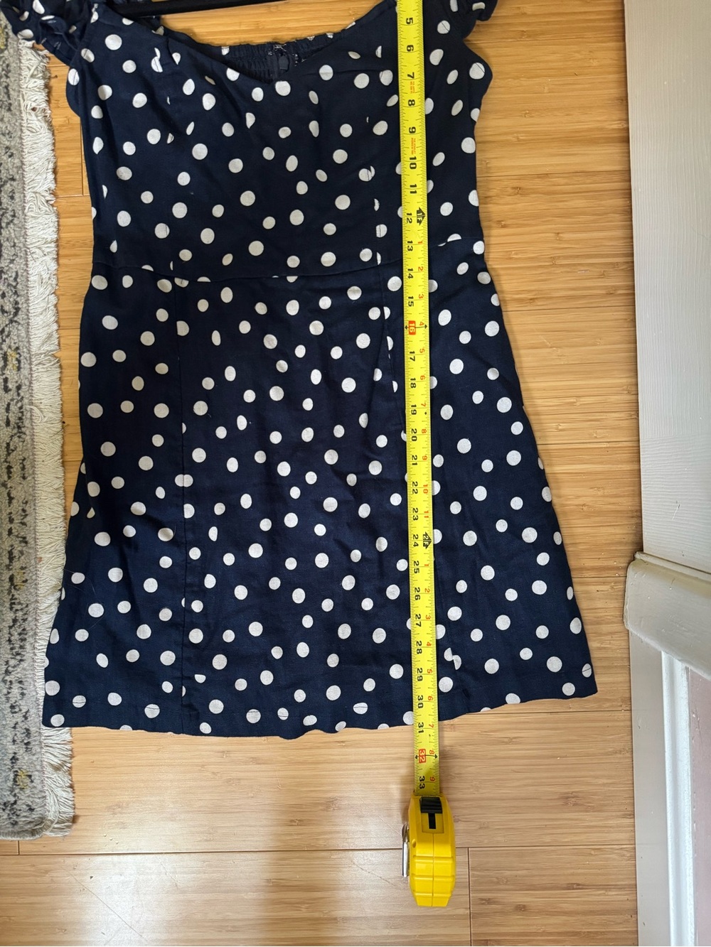 Abercrombie & Fitch Navy Polka Dot Mini Linen Dress size Medium - Picture 15 of 15